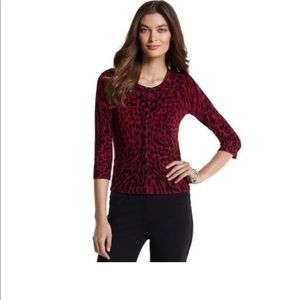 White House Black Market Red and Black Cardigan